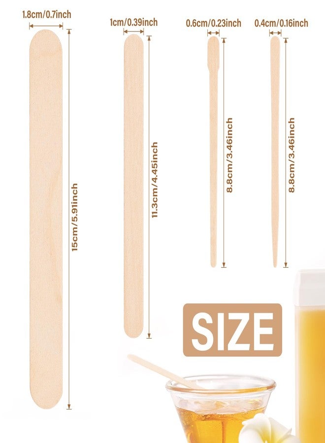 EWVVSS 4 Style 500 Pcs Waxing Sticks Assorted Wax Applicator Sticks For Body Legs Face With Small Medium Large Sizes Wood Popsicle Sticks For Waxing Or Wood Craft Sticks - Image 2